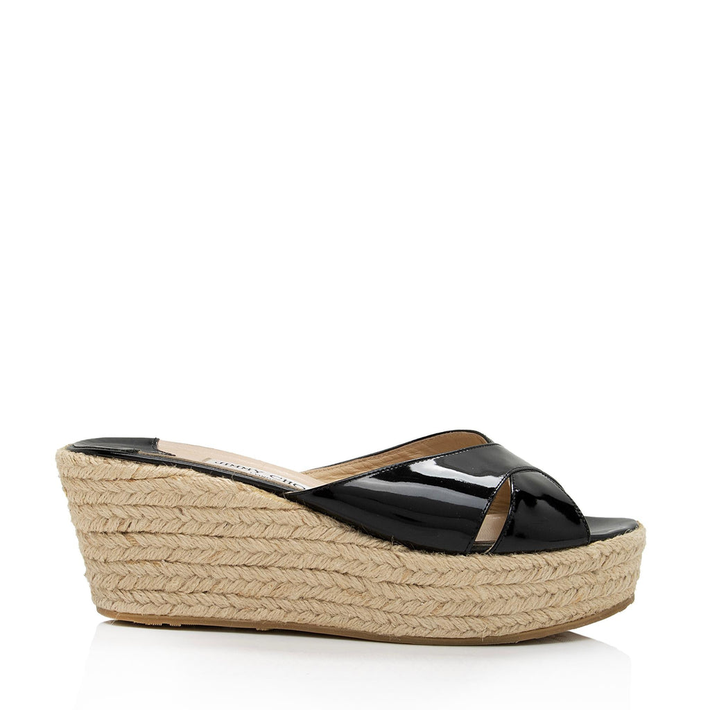 Jimmy Choo Patent Leather Paisley Espadrille Wedge Sandals - Size 9 / 39 (SHF-xcqWQu)