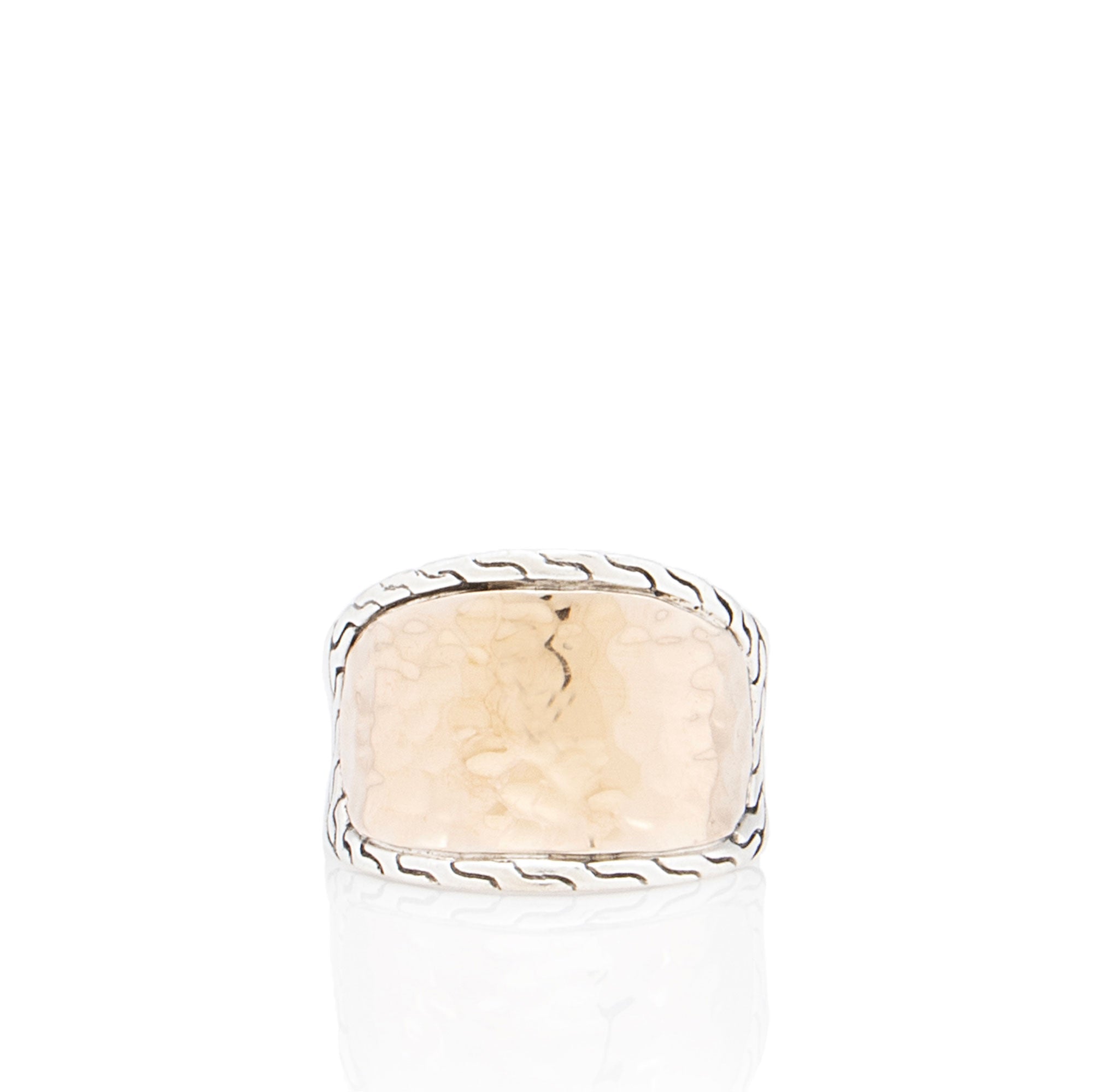 John Hardy 18k Rose Gold Sterling Silver Hammered Ring - Size 8 1/2