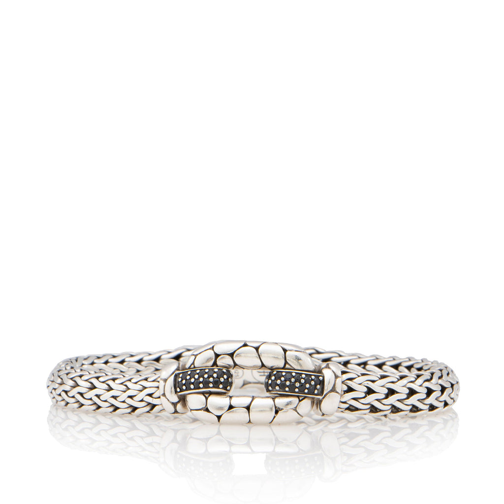 John Hardy Sterling Silver Black Sapphire Kali Pebble Station Bracelet