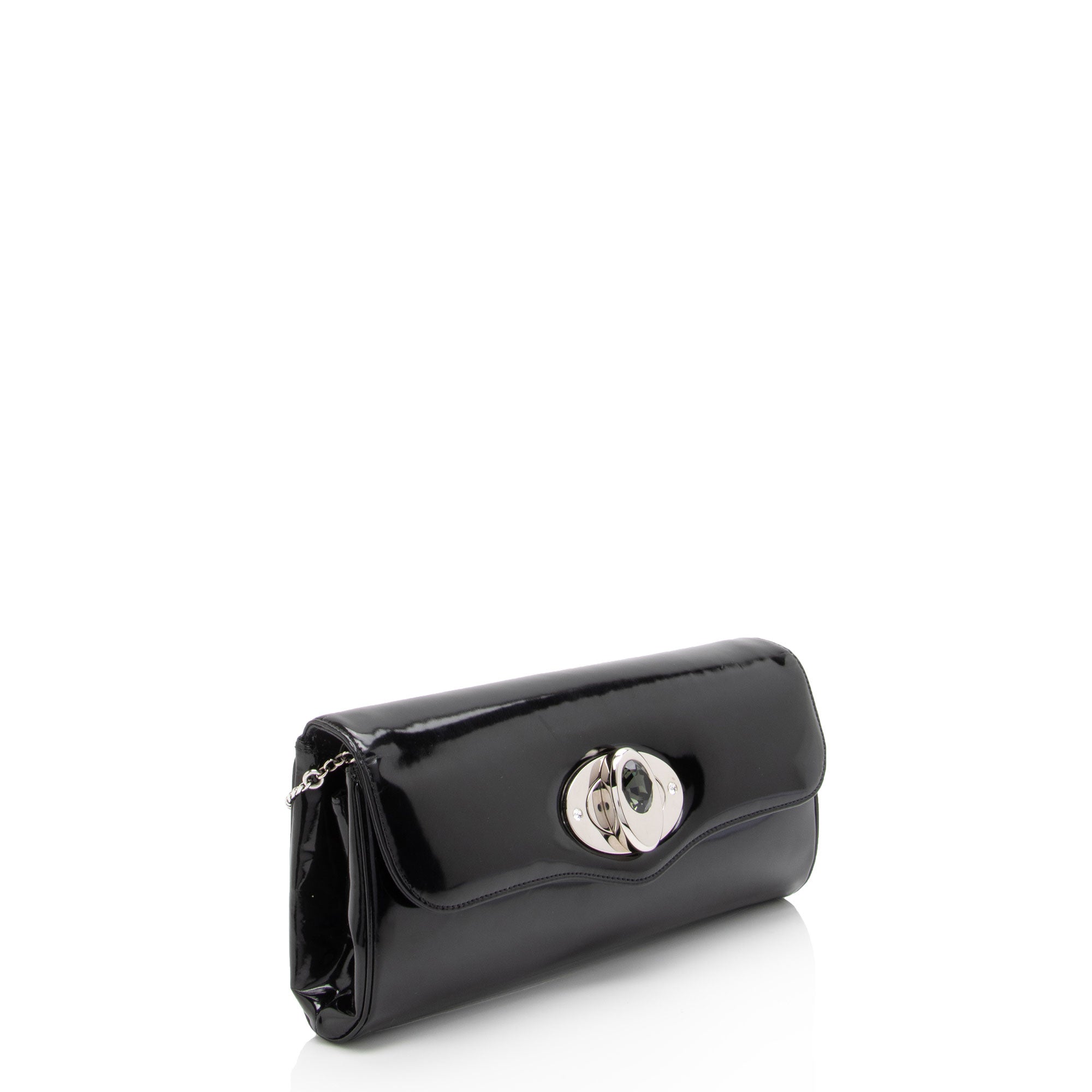 Judith Leiber Patent Leather Crystal Turnlock Clutch (SHF-D1Or7j)