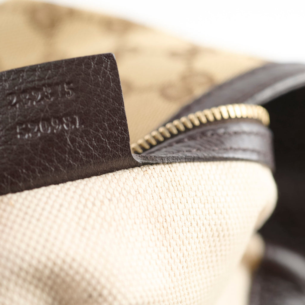 Gucci GG Canvas Bamboo Shoulder Bag Brown