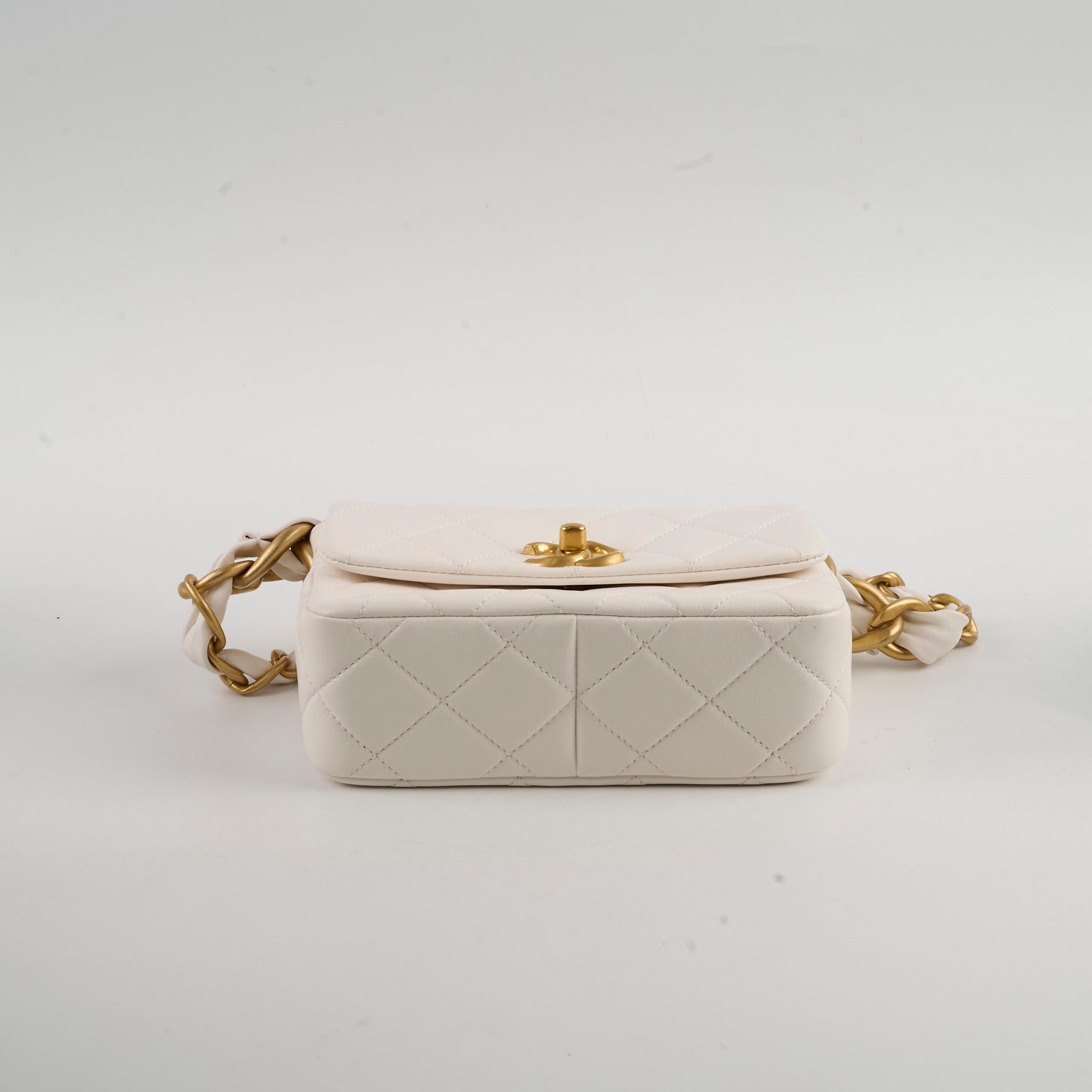 Chanel Seasonal Shoulder Bag White Microchip