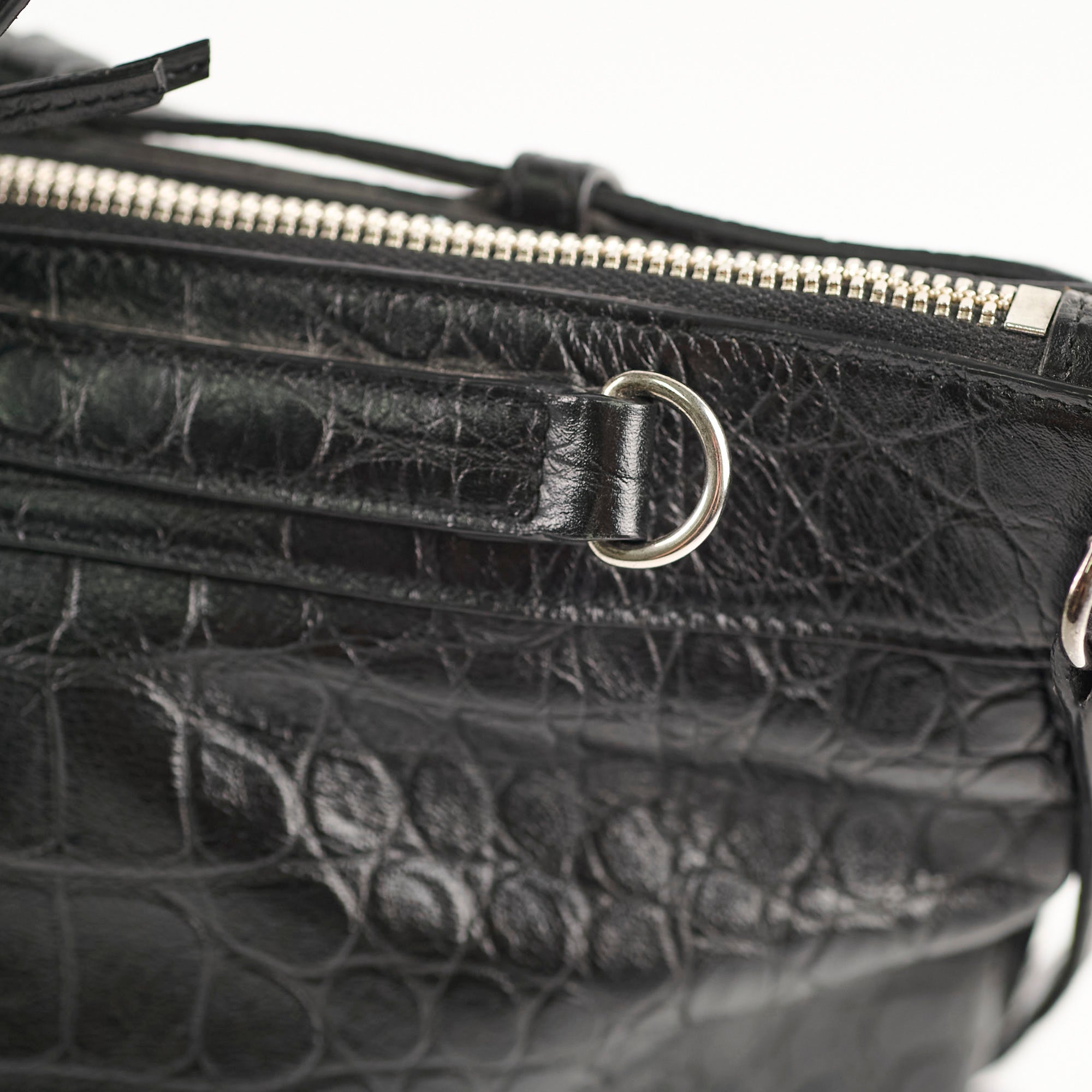 Saint Laurent Croc Embossed Tote Black