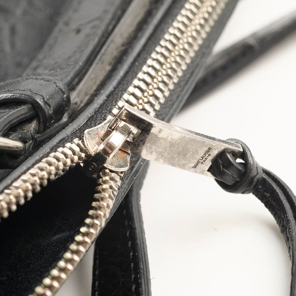 Saint Laurent Croc Embossed Tote Black
