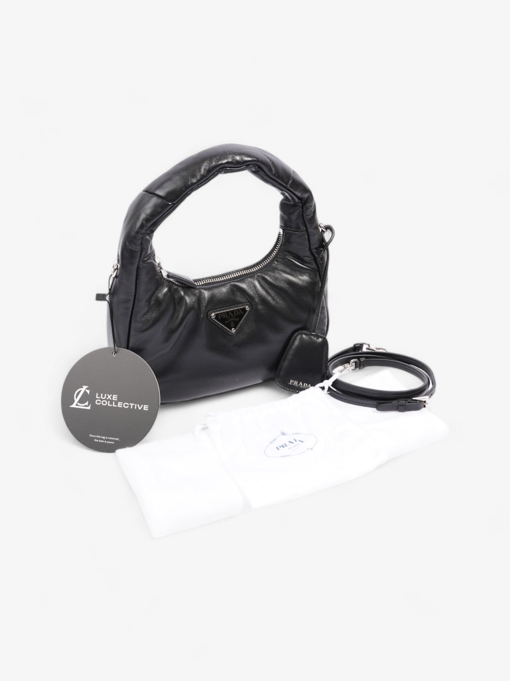 Prada Soft Padded Shoulder Bag Black Nappa Leather