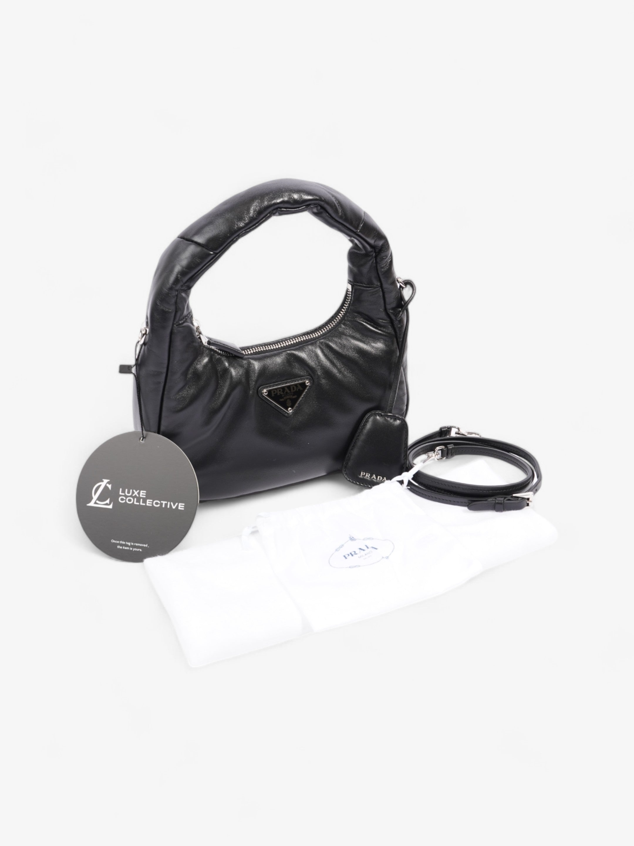 Prada Soft Padded Shoulder Bag Black Nappa Leather