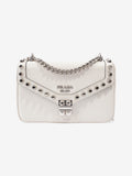Prada Studded Shoulder Bag White Leather