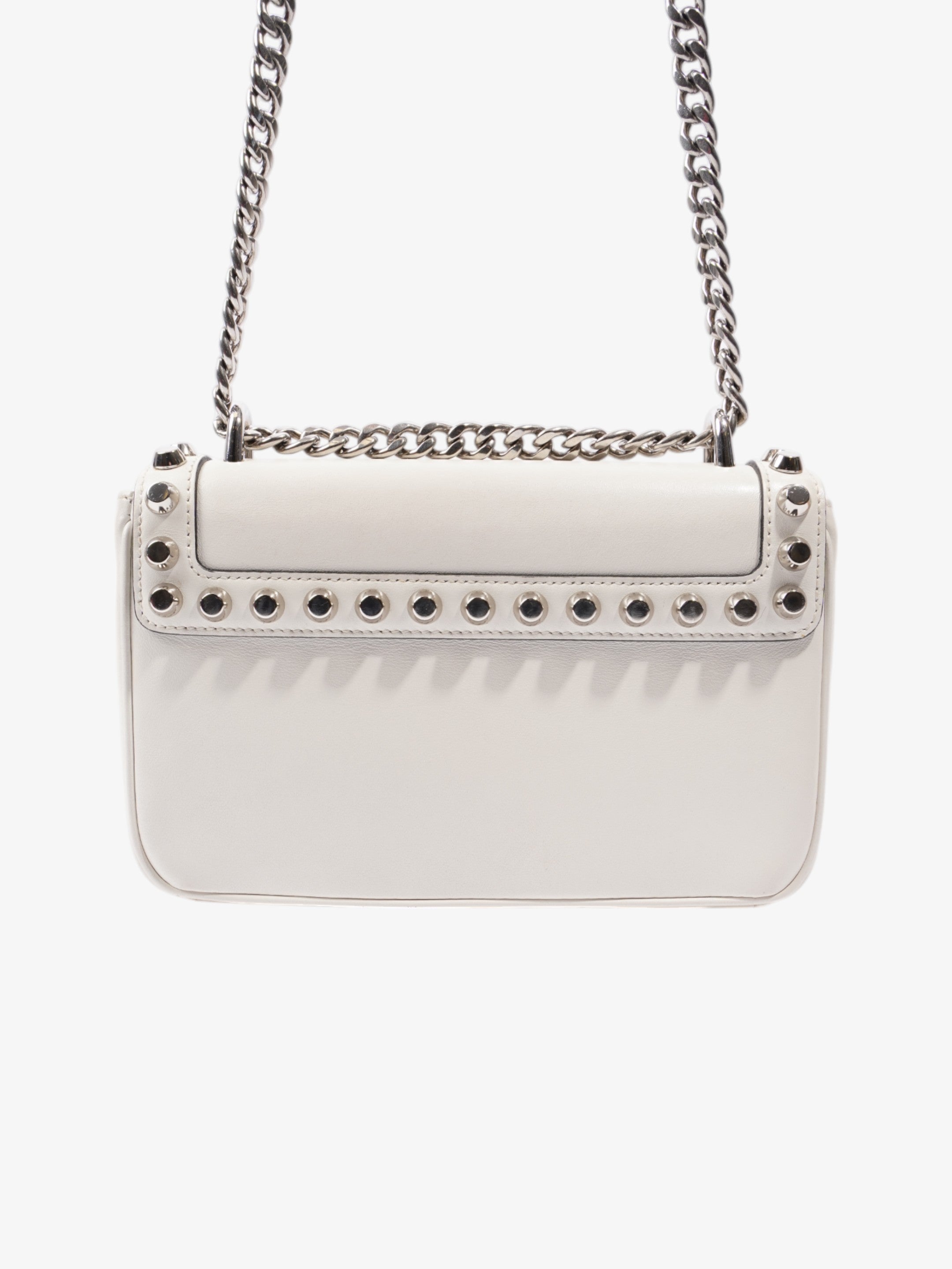 Prada Studded Shoulder Bag White Leather