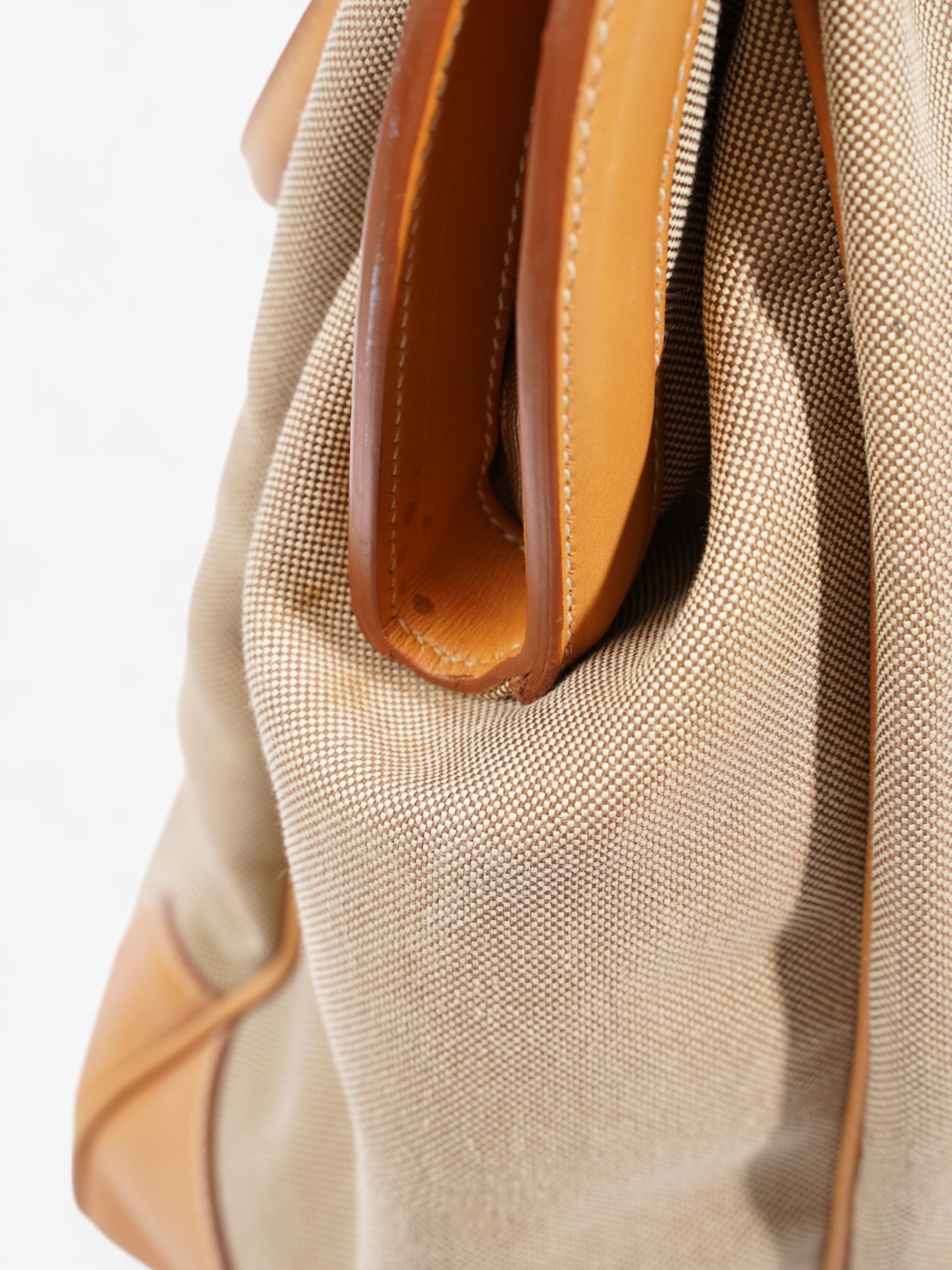 Prada Logo Tote Beige Canvas