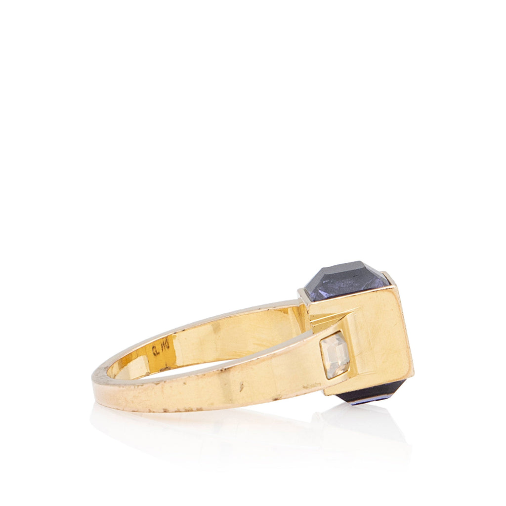 Louis Vuitton Brass Crystal Gamble Ring - Size 5 1/2