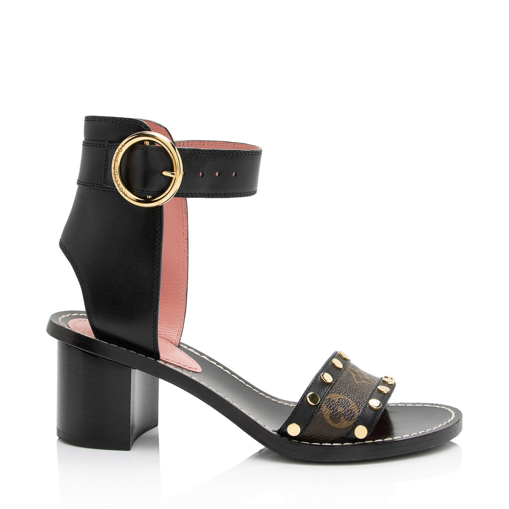 Louis Vuitton Calfskin Monogram Canvas Passenger Sandals - Size 7 / 37 (SHF-RndsyE)