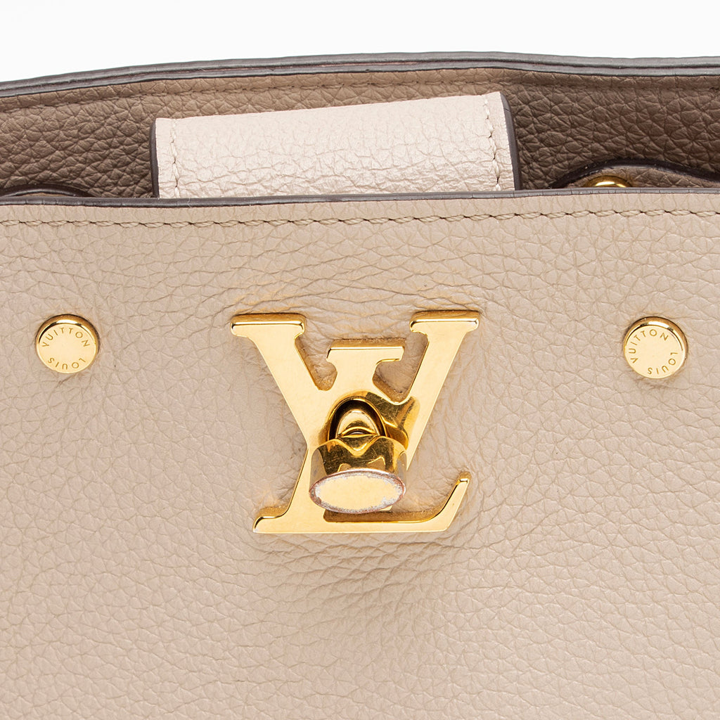 Louis Vuitton Calfskin Nano Lockme Bucket Bag (SHF-5gQoz6)