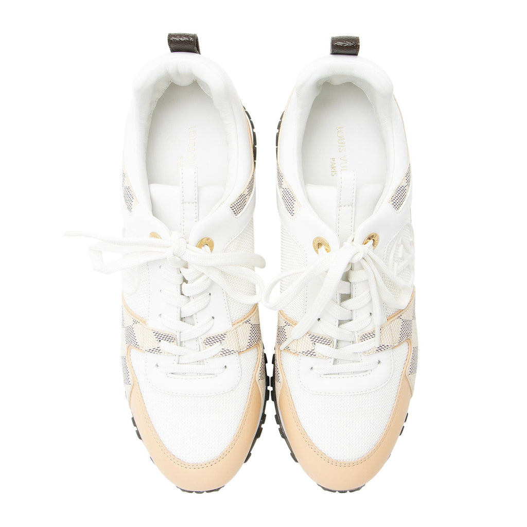 Louis Vuitton Damier Azur Leather Run Away Sneakers - Size 8 / 38