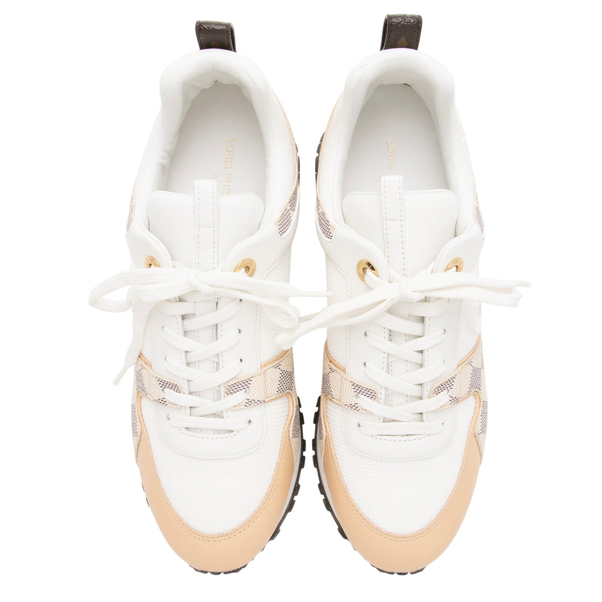 Louis Vuitton Damier Azur Leather Run Away Sneakers - Size 8 / 38