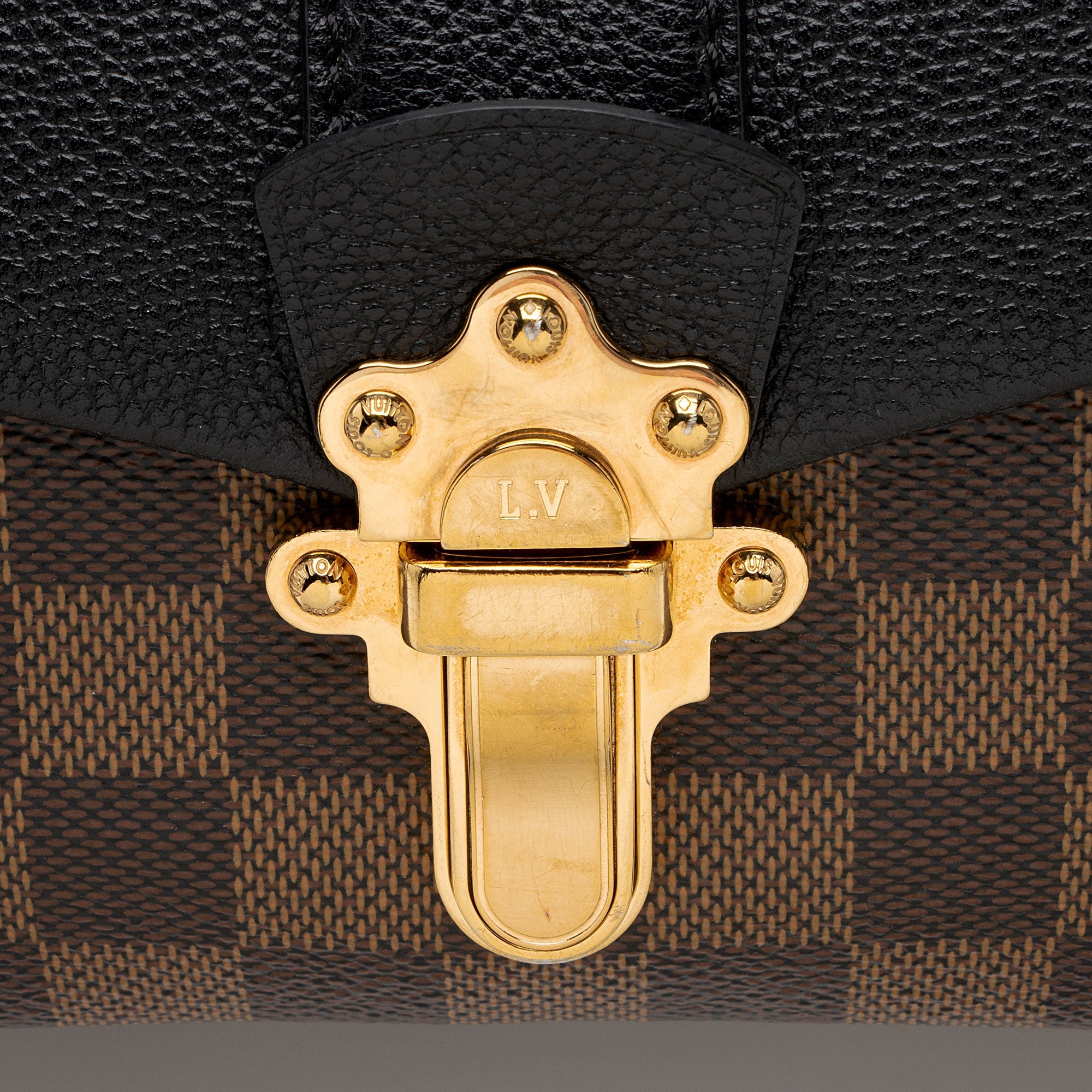 Louis Vuitton Damier Ebene Calfskin Clapton PM Shoulder Bag (SHF-1qRtRy)
