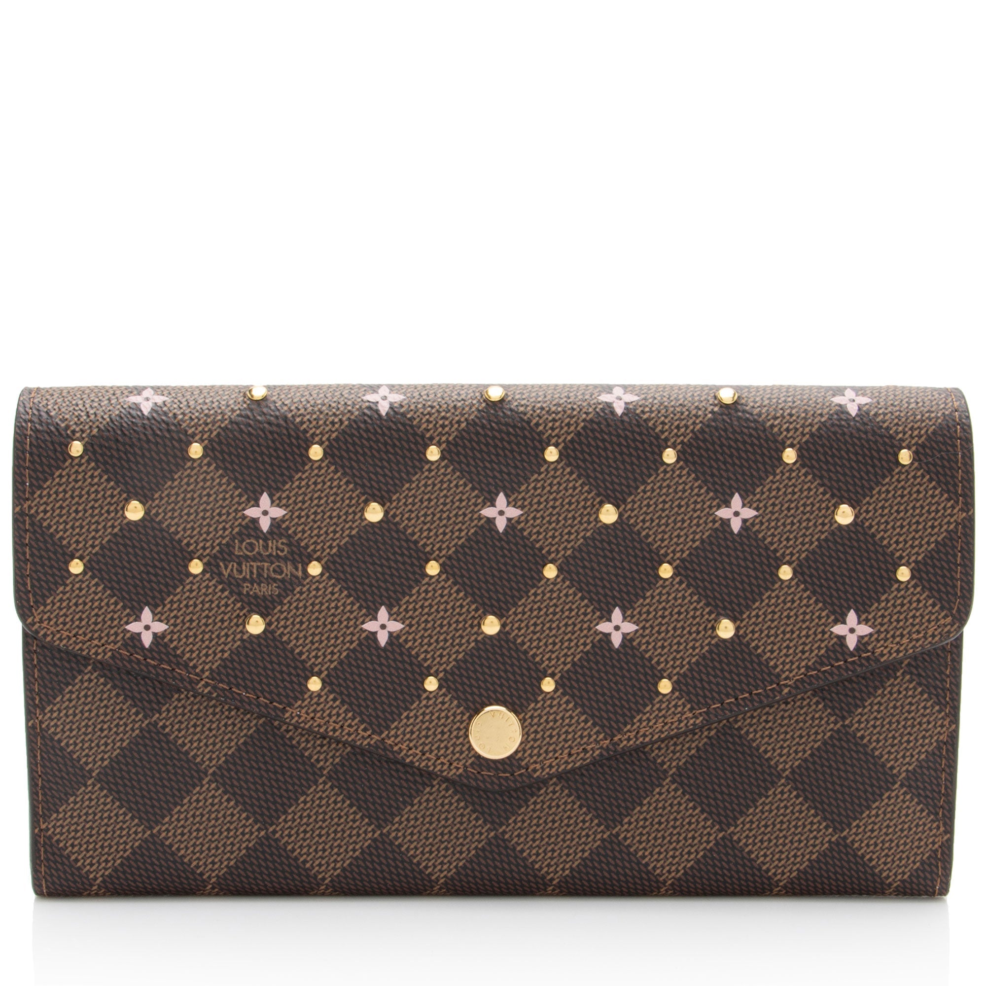 Louis Vuitton Damier Ebene Studded Sarah Wallet