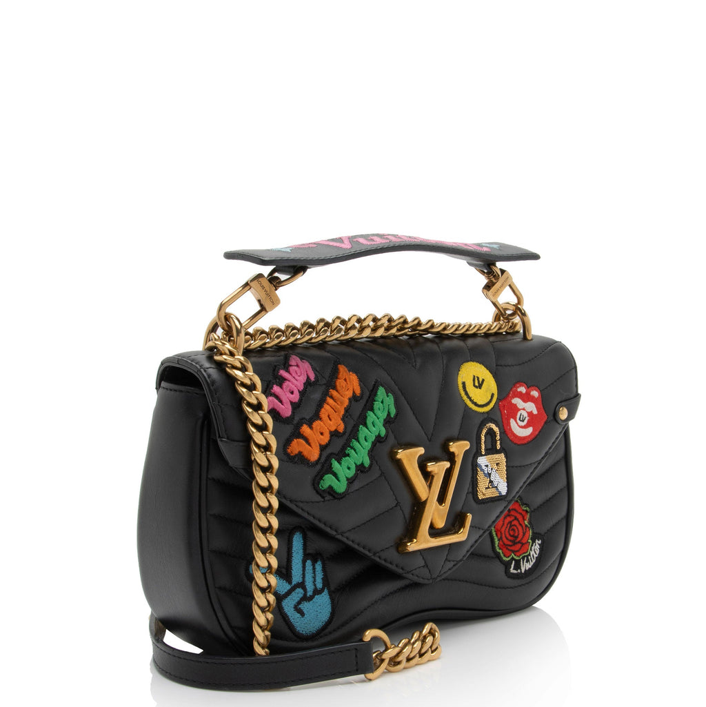 Louis Vuitton Limited Edition Calfskin Patches New Wave Chain MM Shoulder Bag (SHF-rK1e8I)