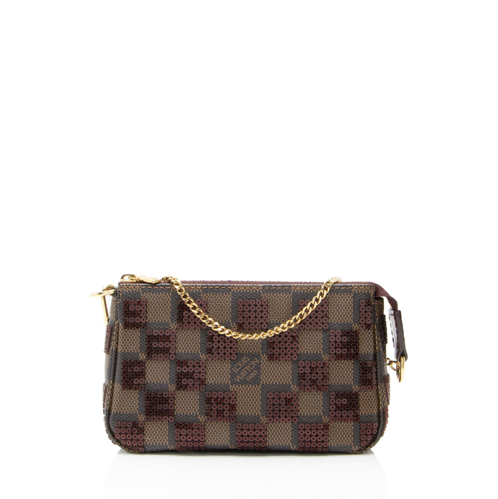 Louis Vuitton Limited Edition Damier Ebene Paillettes Mini Accessoires Pochette