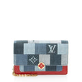 Louis Vuitton Limited Edition Denim Patchwork Flore Chain Wallet