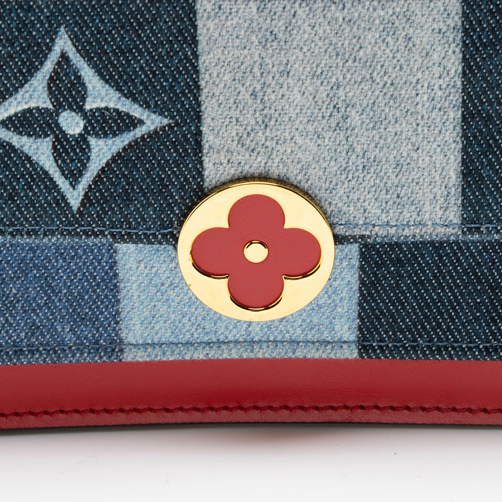 Louis Vuitton Limited Edition Denim Patchwork Flore Chain Wallet