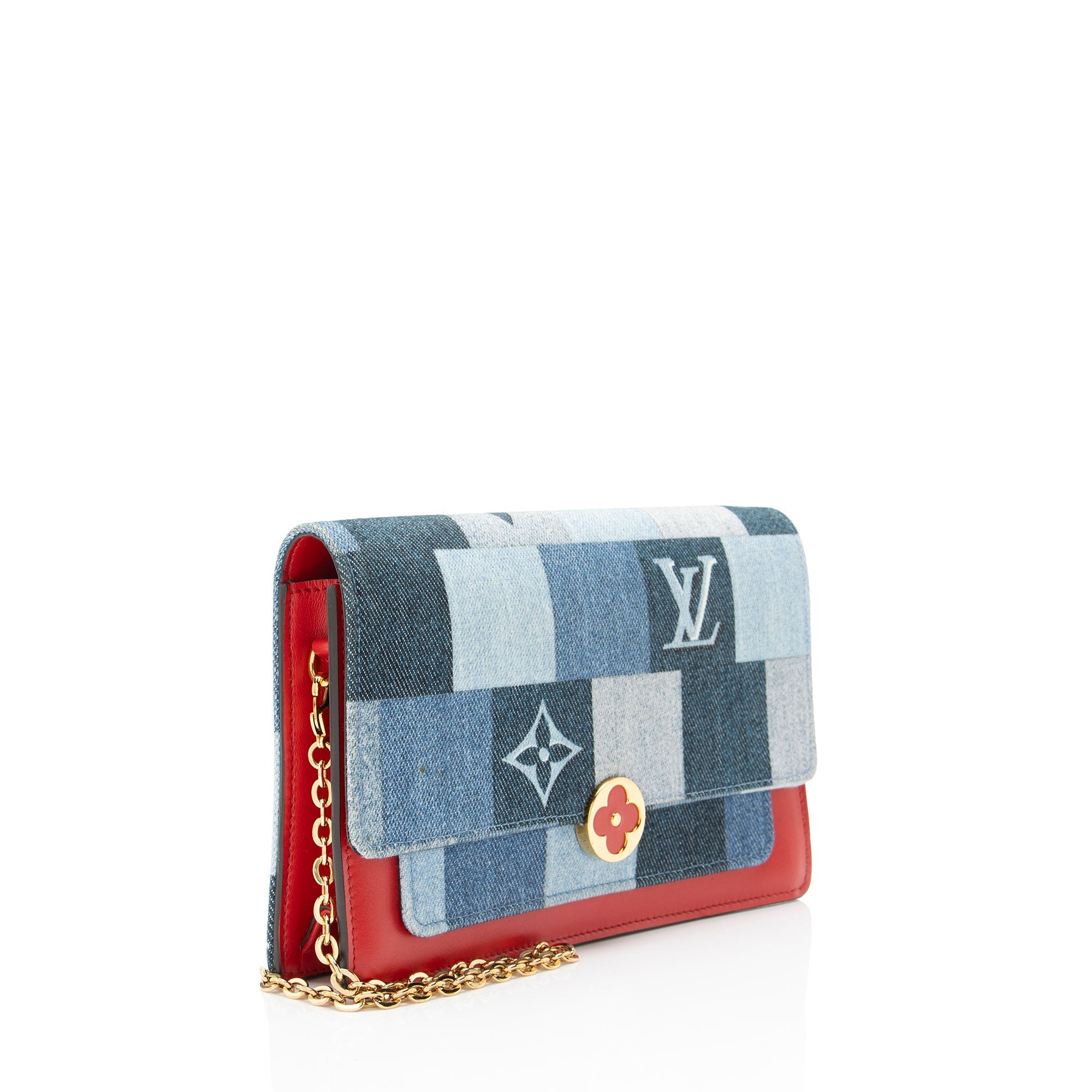 Louis Vuitton Limited Edition Denim Patchwork Flore Chain Wallet