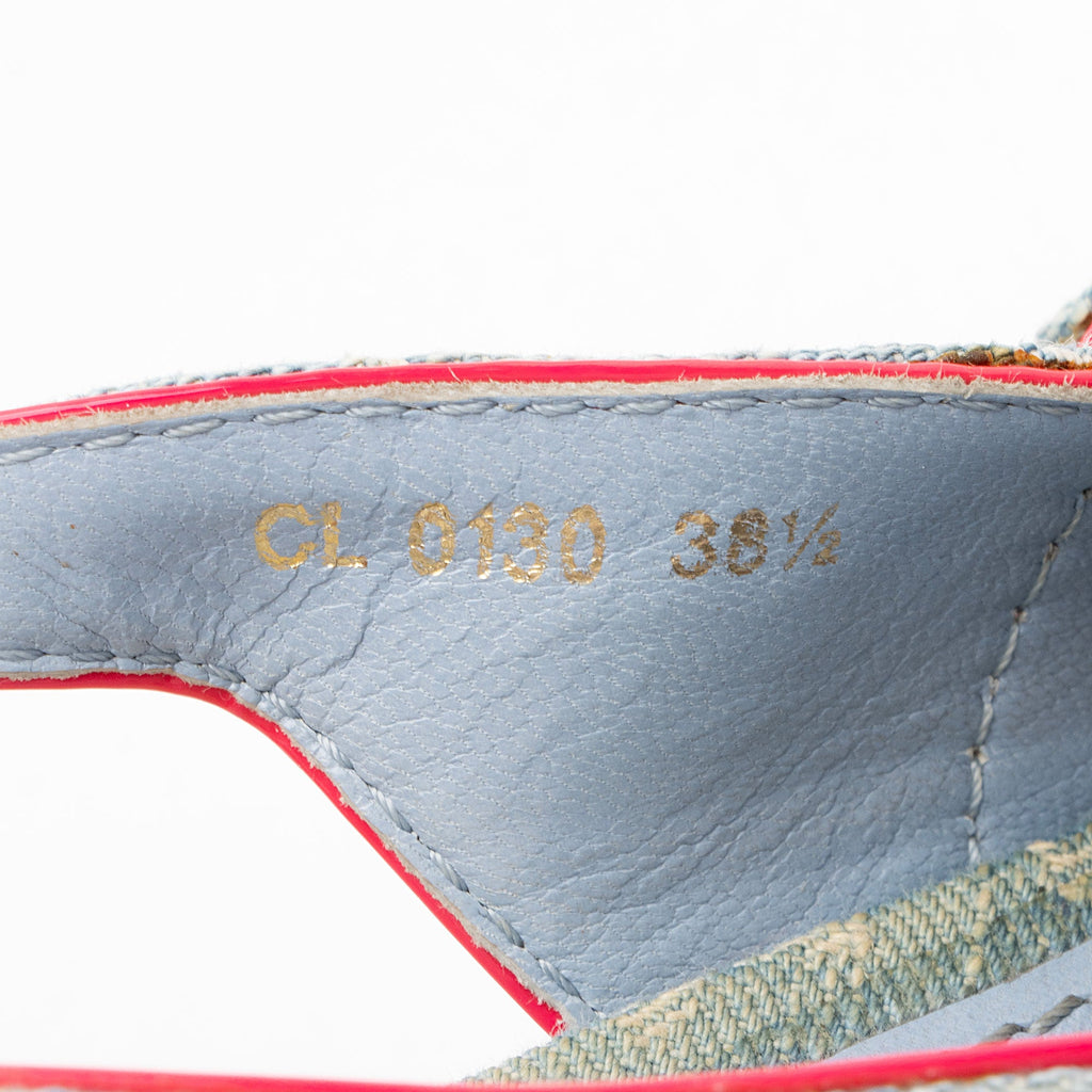 Louis Vuitton Limited Edition Monogram Denim Rosa Espadrille Wedges - Size 8.5 / 38.5