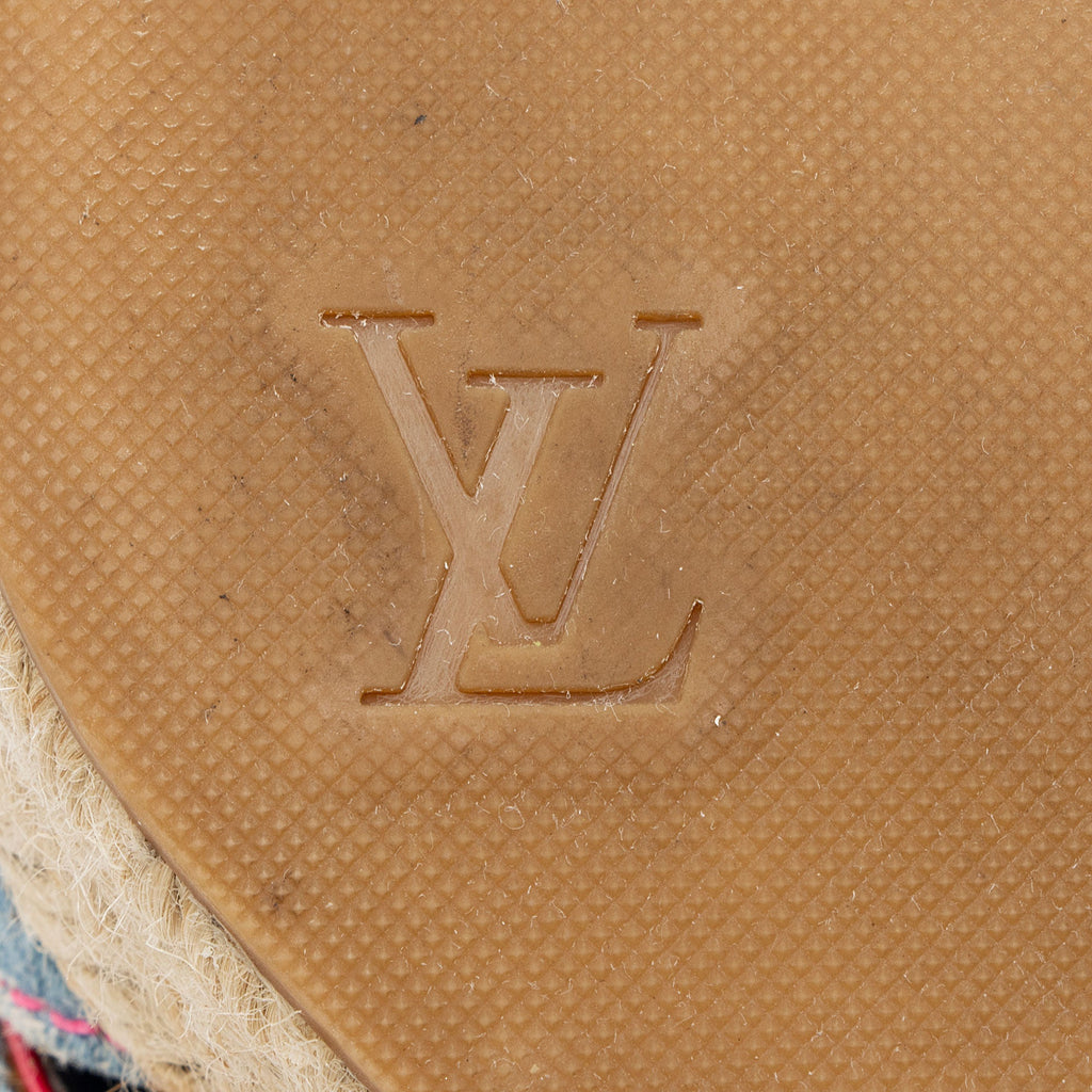 Louis Vuitton Limited Edition Monogram Denim Rosa Espadrille Wedges - Size 8.5 / 38.5