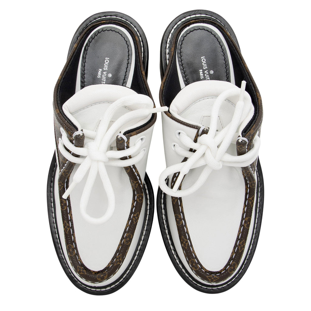 Louis Vuitton Monogram Canvas Beaubourg Open Back Derby Platform Loafers - Size 8.5 / 38.5