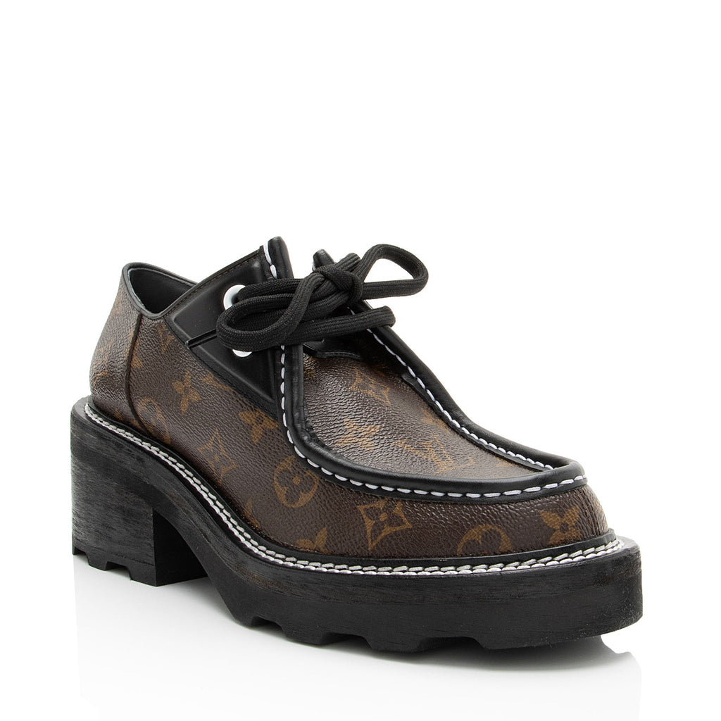 Louis Vuitton Monogram Canvas Beaubourg Derby Platform Loafers - Size 8.5 / 38.5