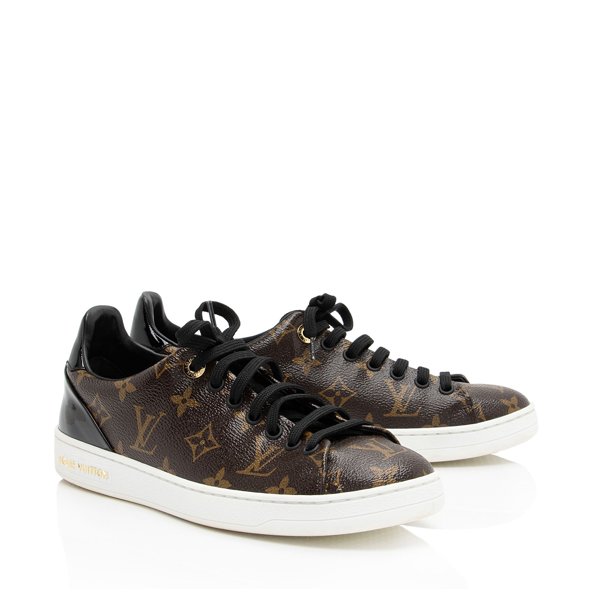 Louis Vuitton Monogram Canvas Patent Leather Front Row Sneakers - Size 8 / 38 (SHF-Q57Jez)