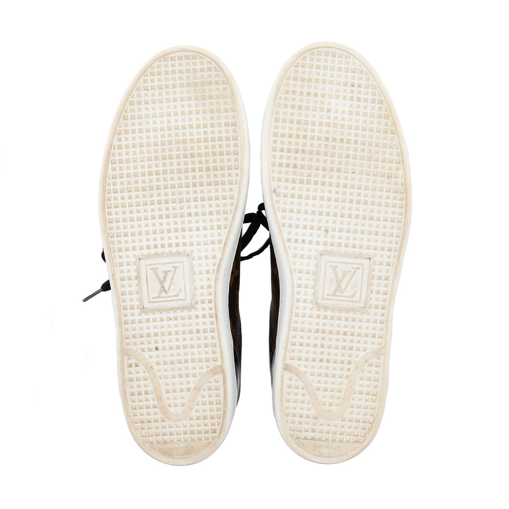 Louis Vuitton Monogram Canvas Patent Leather Front Row Sneakers - Size 8.5 / 38.5 (SHF-xaOyH3)