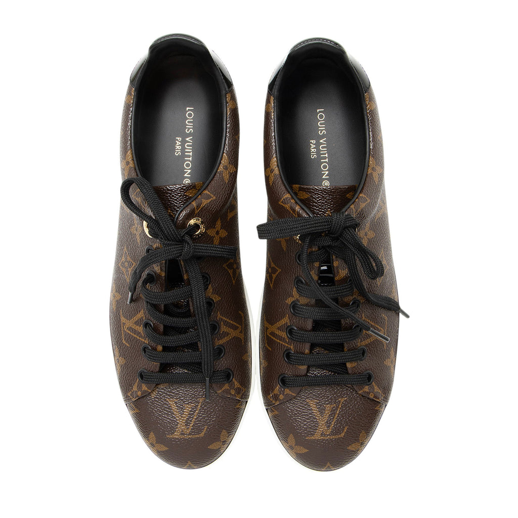 Louis Vuitton Monogram Canvas Patent Leather Front Row Sneakers - Size 8.5 / 38