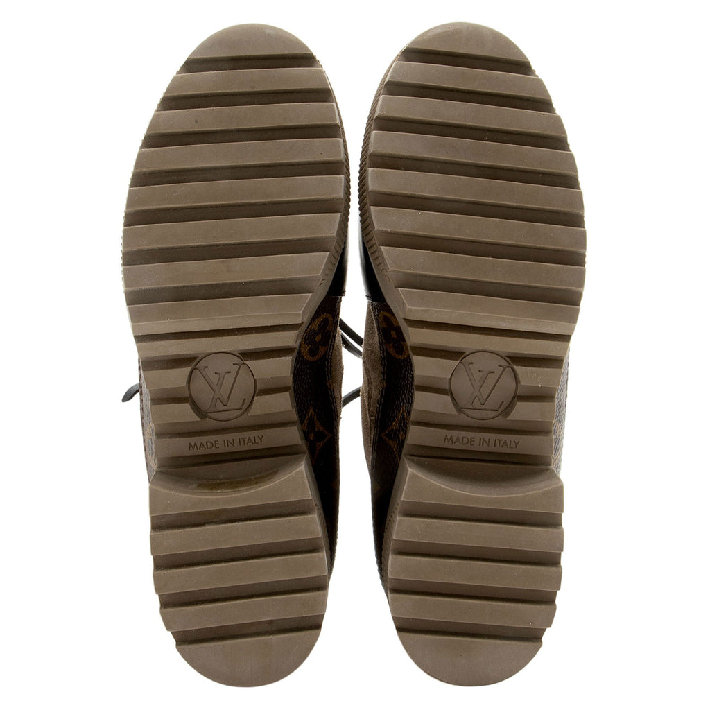 Louis Vuitton Monogram Canvas Suede Laureate Desert Platform Boots - Size 6 / 36