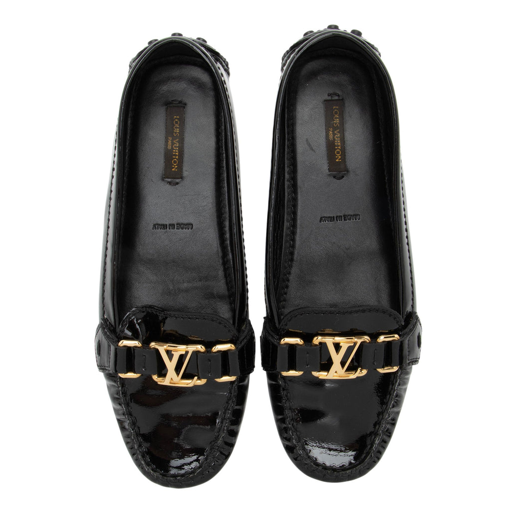 Louis Vuitton Patent Leather LV Silverstone Driving Moccasins - Size 7.5 / 37.5