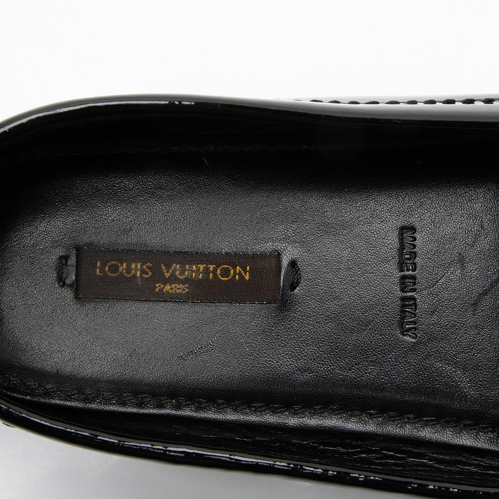 Louis Vuitton Patent Leather LV Silverstone Driving Moccasins - Size 7.5 / 37.5