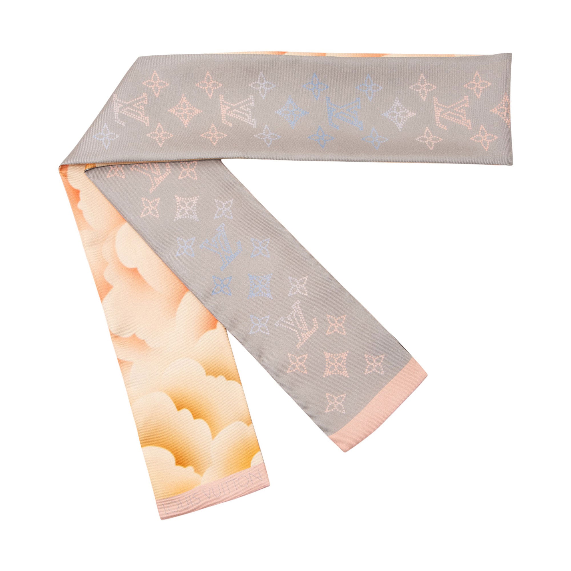 Louis Vuitton Silk Mahina Cloudy Flowers Bandeau Scarf