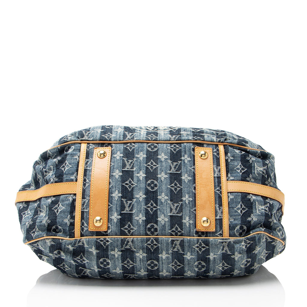 Louis Vuitton Vintage Limited Edition Monogram Denim Porte Epaule Raye GM Satchel