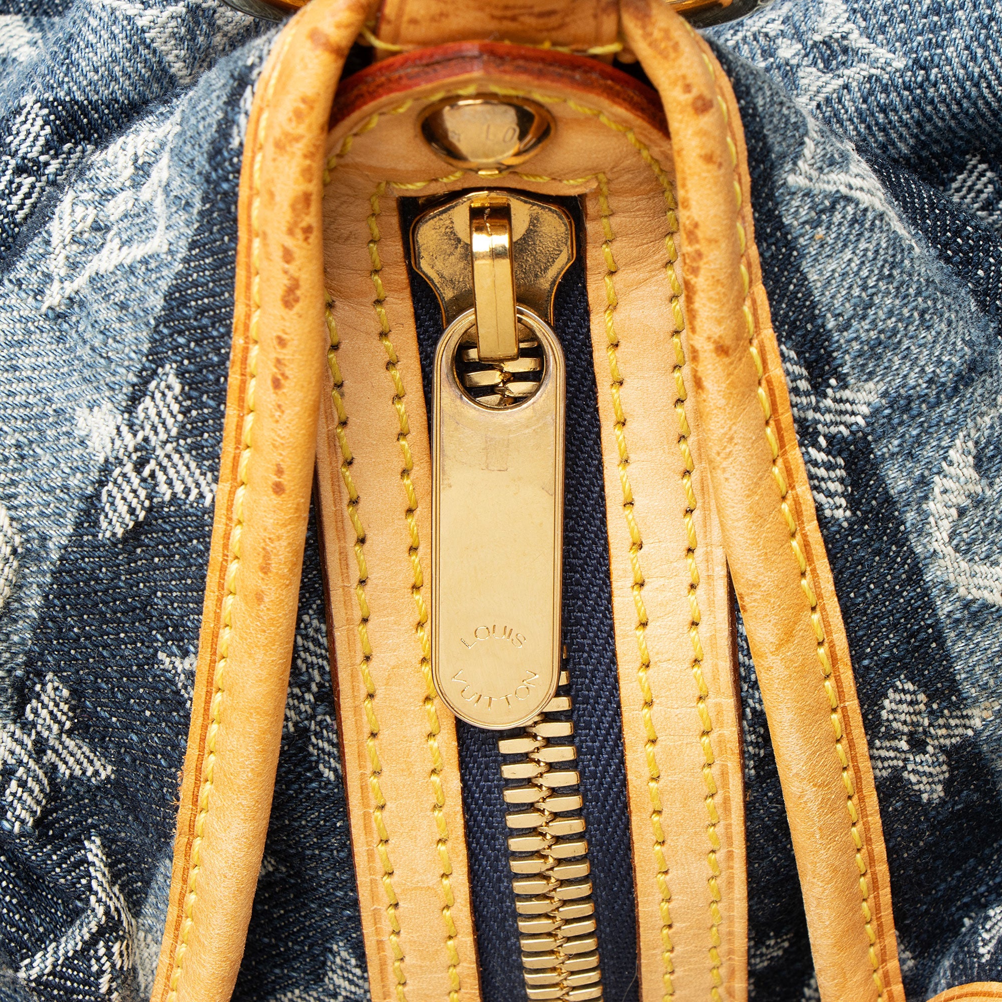 Louis Vuitton Vintage Limited Edition Monogram Denim Porte Epaule Raye GM Satchel