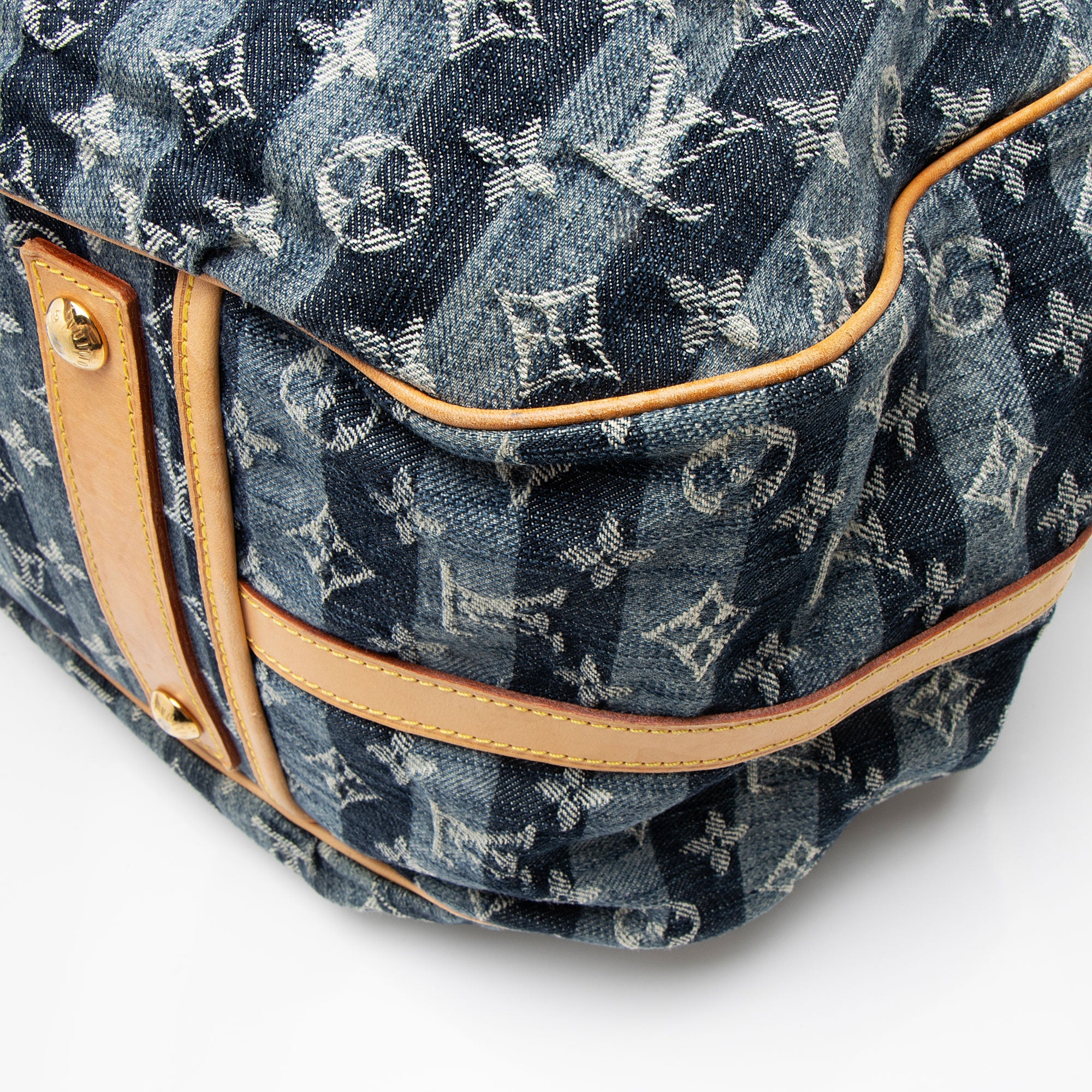 Louis Vuitton Vintage Limited Edition Monogram Denim Porte Epaule Raye GM Satchel