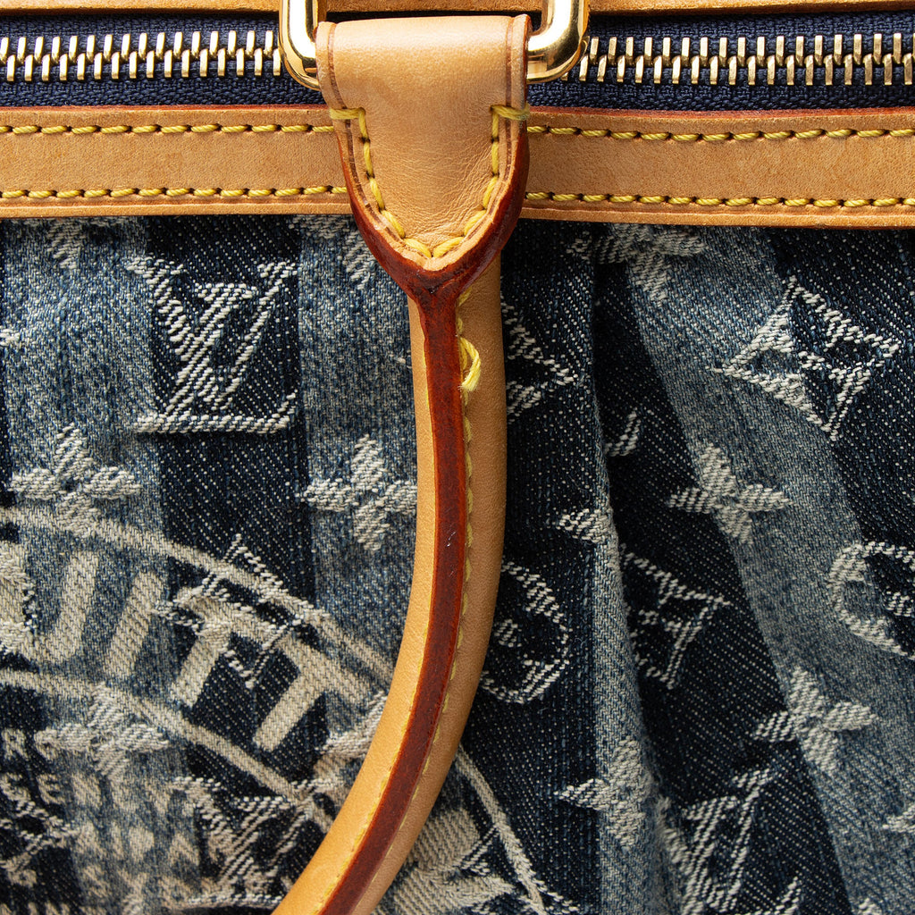 Louis Vuitton Vintage Limited Edition Monogram Denim Porte Epaule Raye GM Satchel