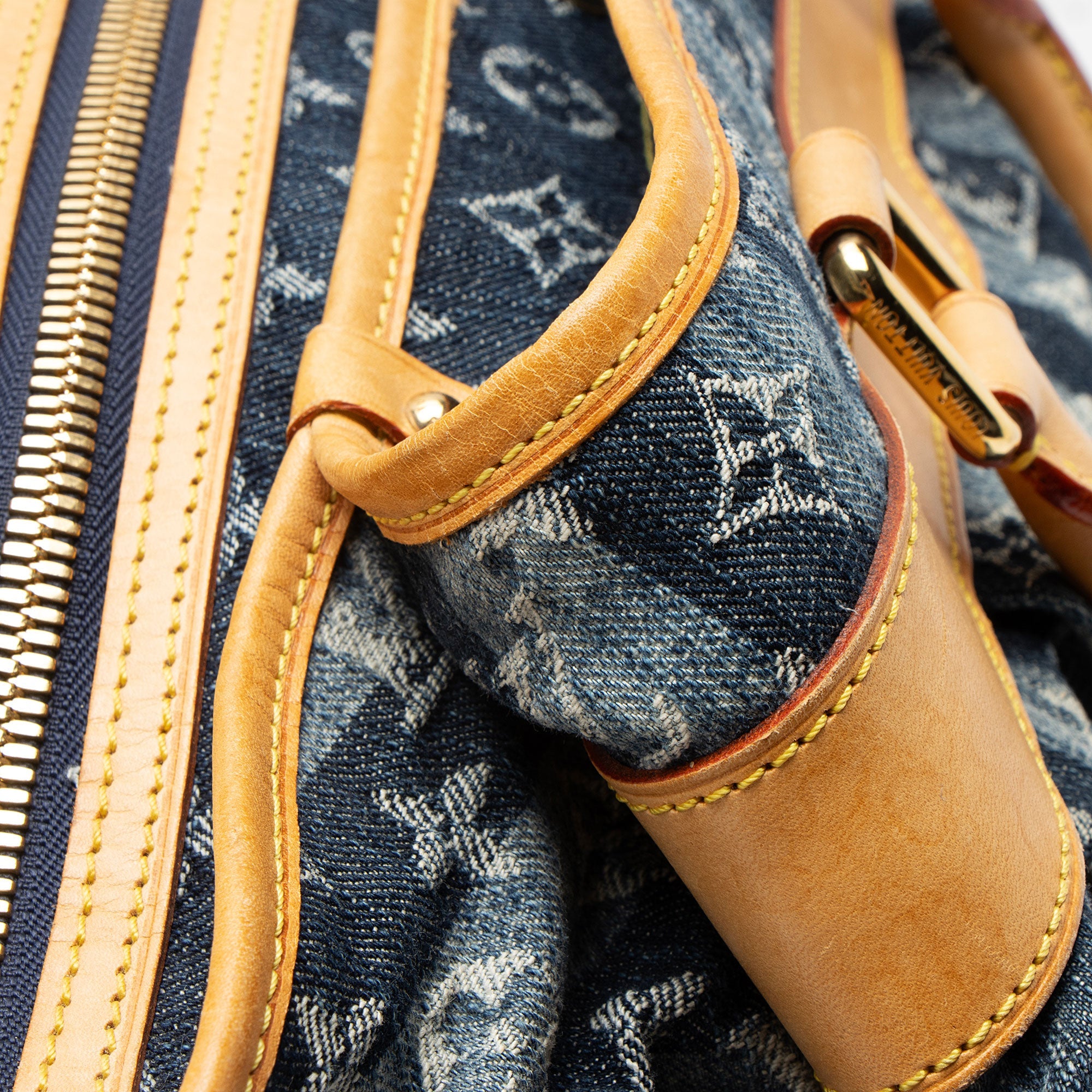 Louis Vuitton Vintage Limited Edition Monogram Denim Porte Epaule Raye GM Satchel