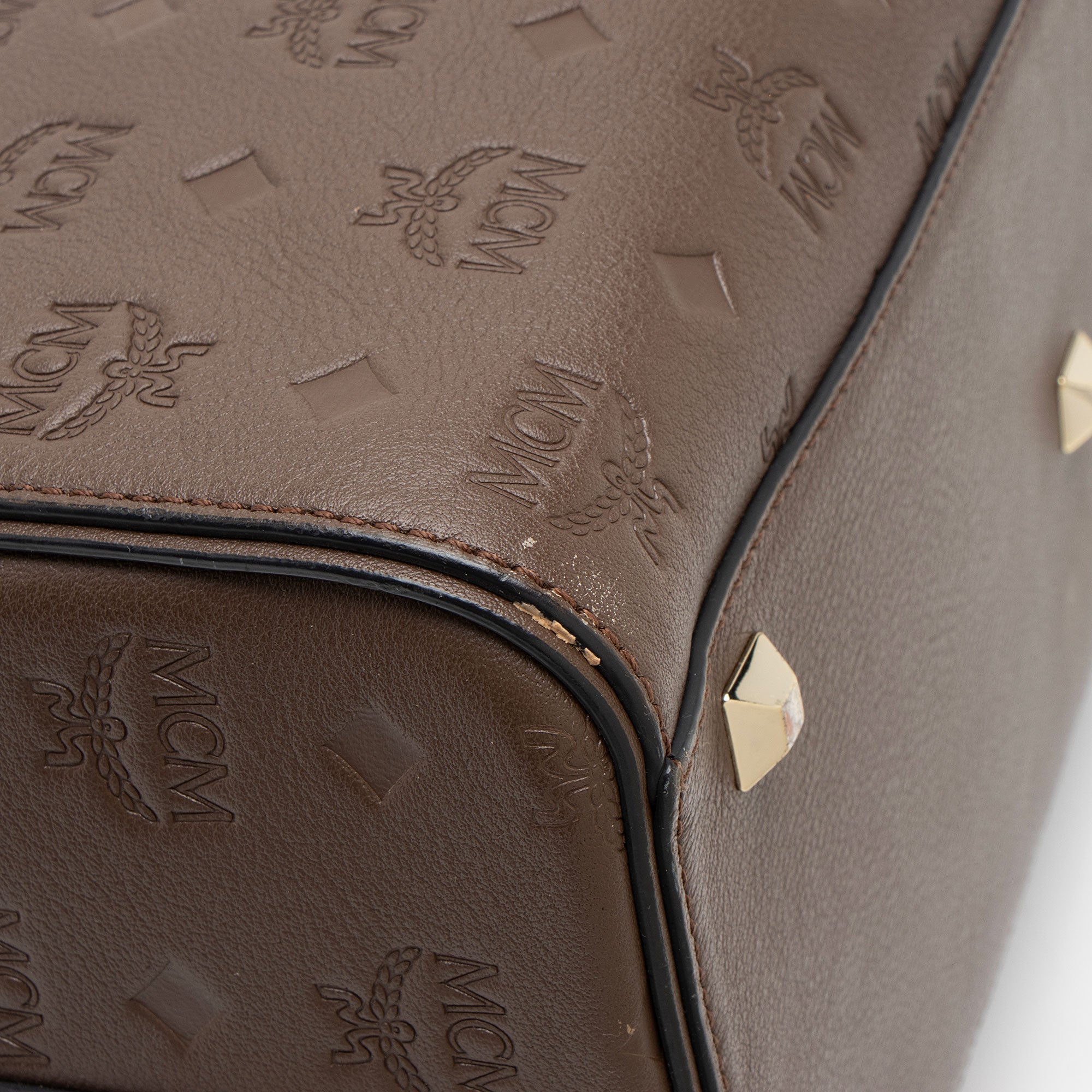 MCM Calfskin Ottomar Monogram Essential Boston Bag