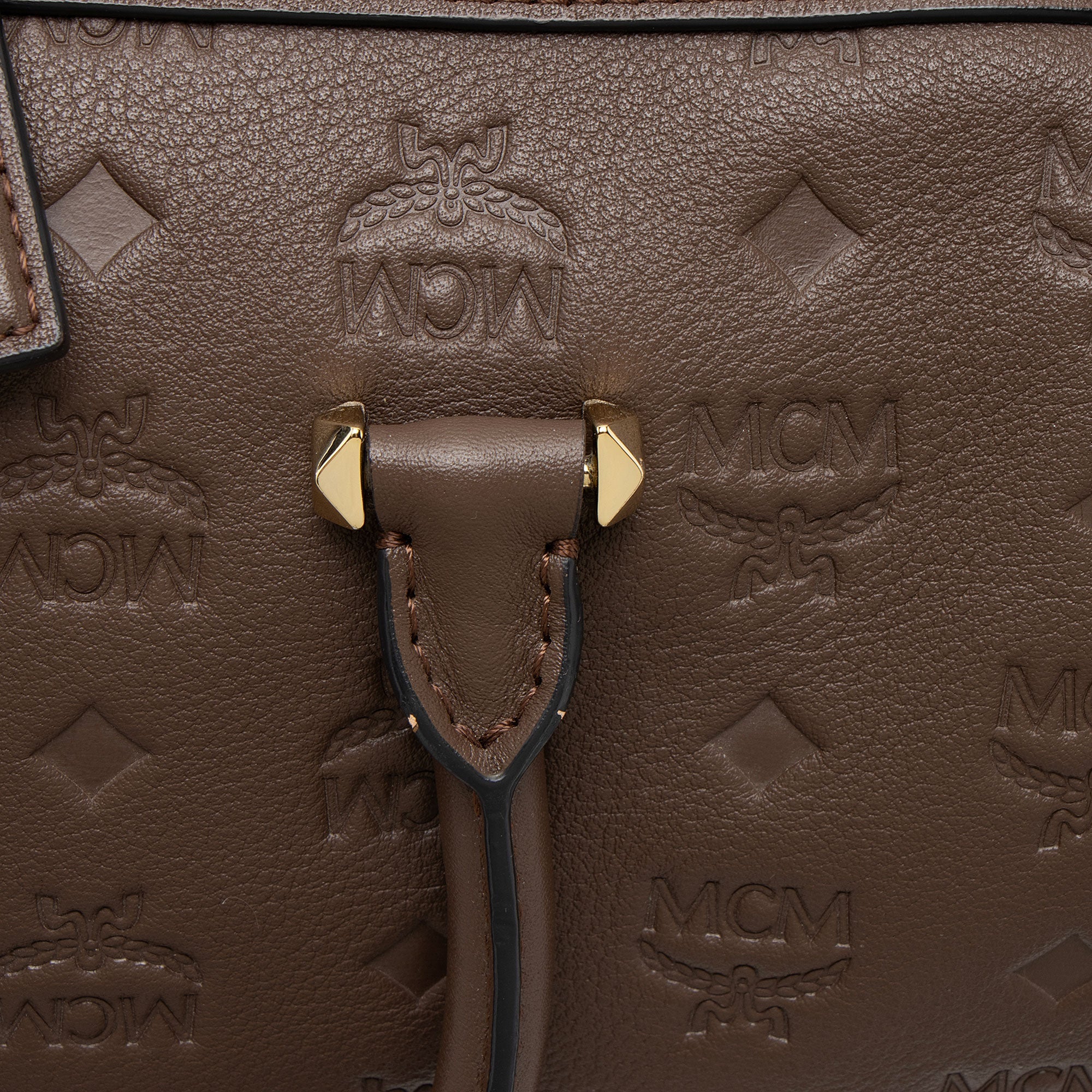 MCM Calfskin Ottomar Monogram Essential Boston Bag