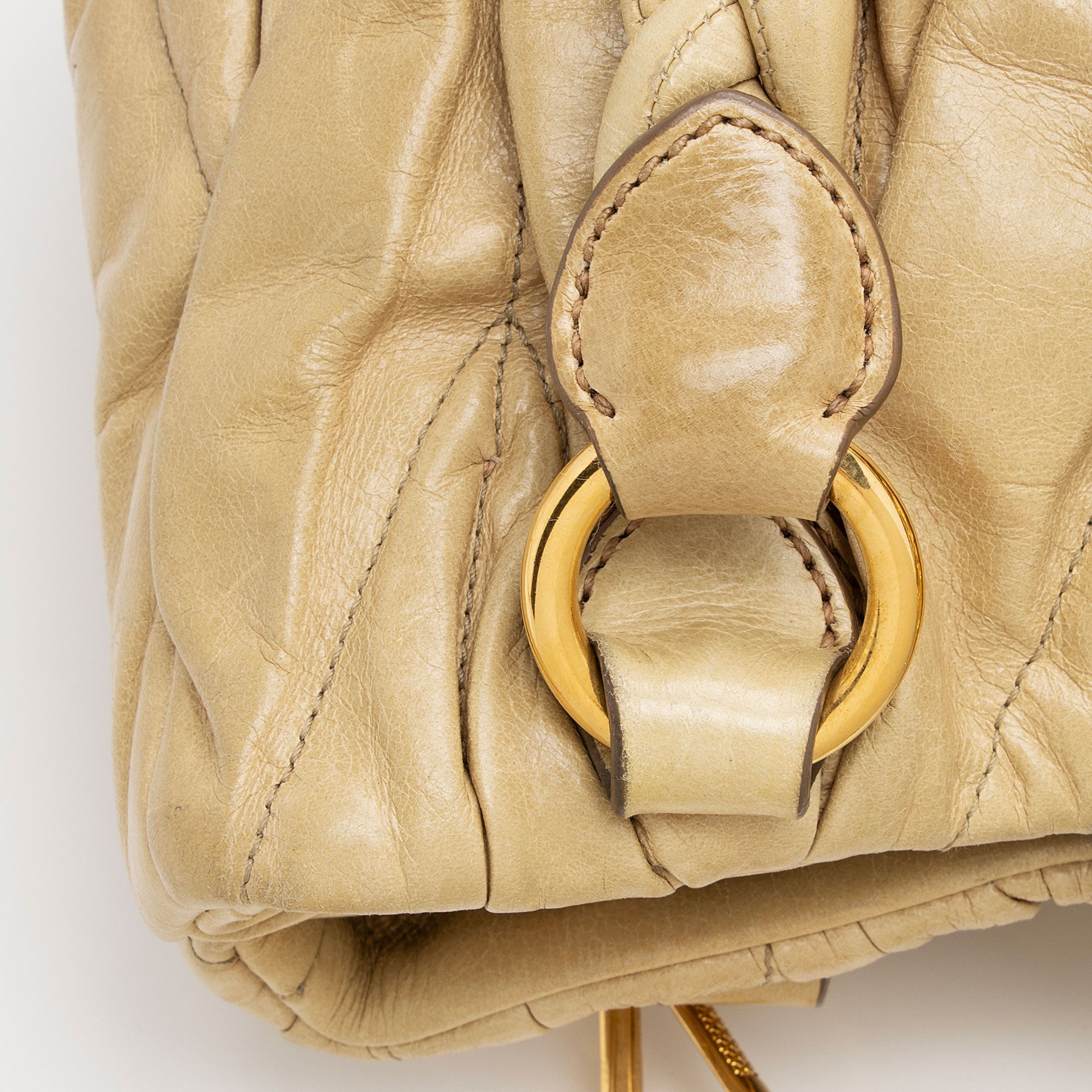 Miu Miu Calfskin Lux Matelasse Bauletto Aperto Satchel (SHF-JstGxR)