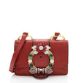 Miu Miu Goatskin Crystal Embellished Madras Shoulder Bag