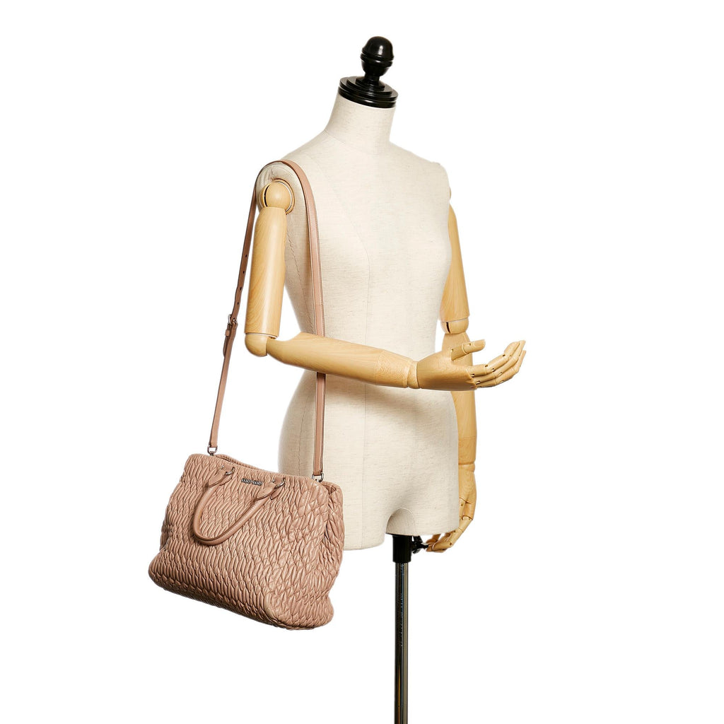 Miu Miu Matelasse Lambskin Leather Satchel (SHG-30323)