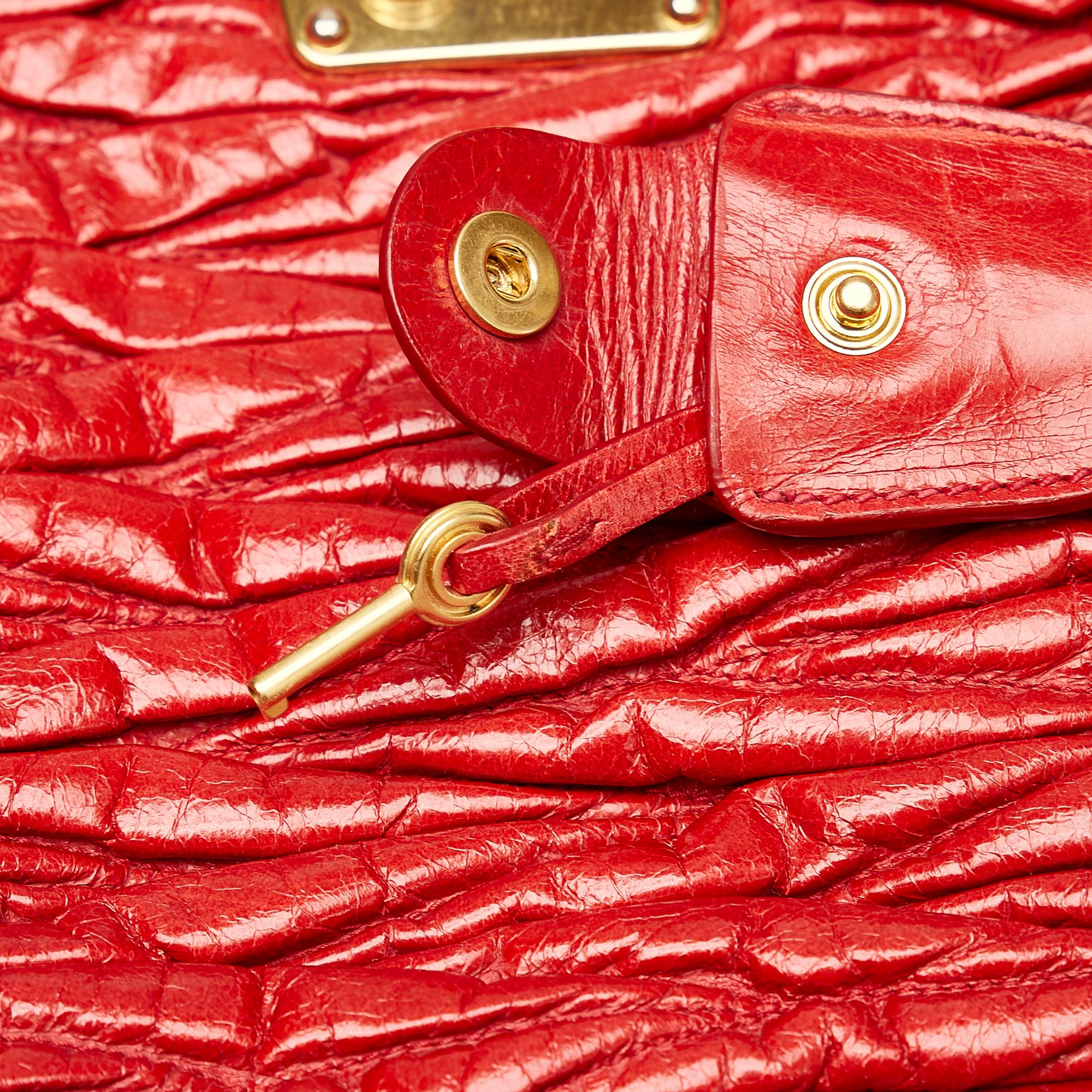 Miu Miu Matelasse Patent Leather Satchel (SHG-29145)