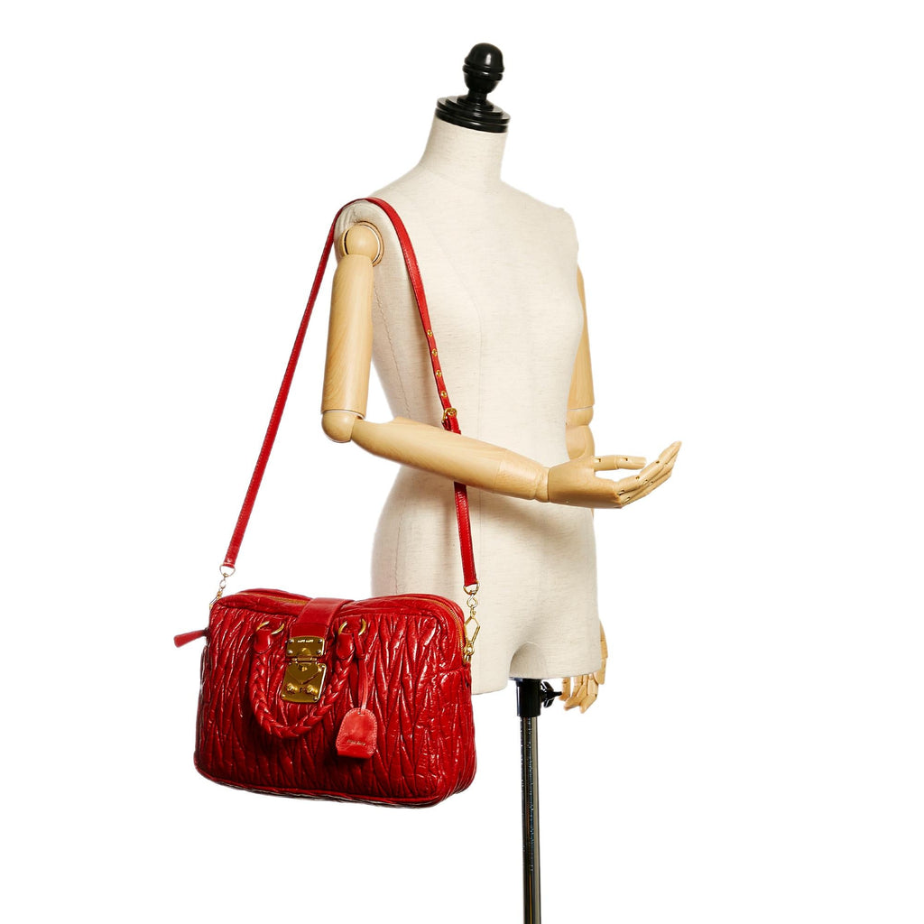 Miu Miu Matelasse Patent Leather Satchel (SHG-29145)