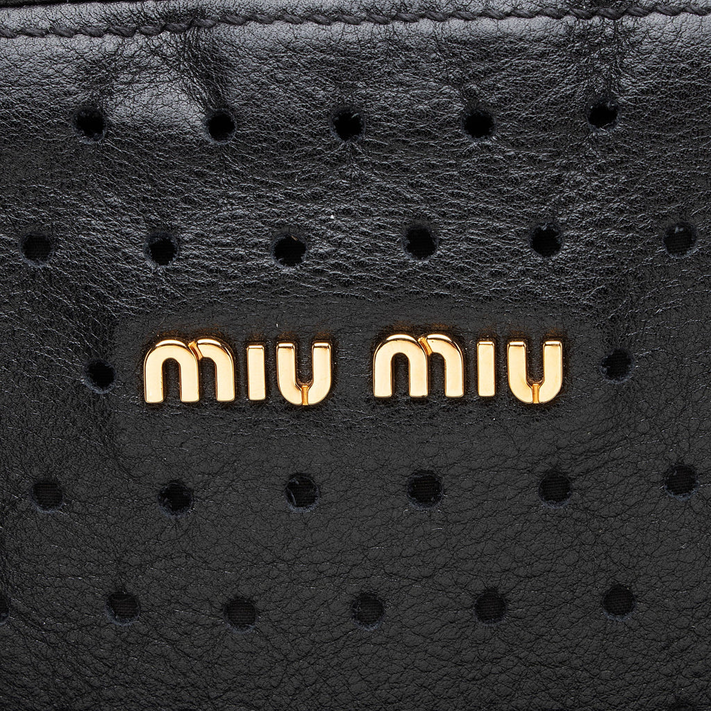 Miu Miu Perforated Leather Large Bowler Satchel