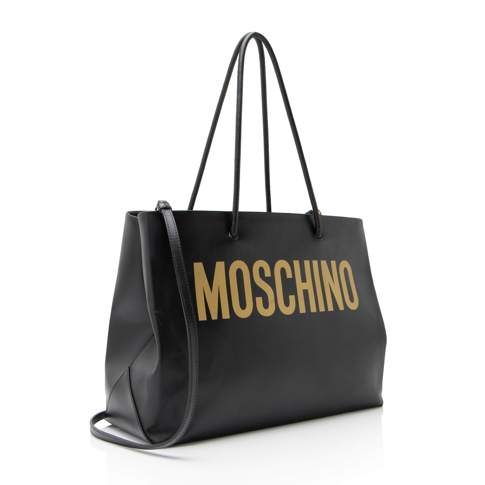 Moschino Leather Logo Shopper Tote
